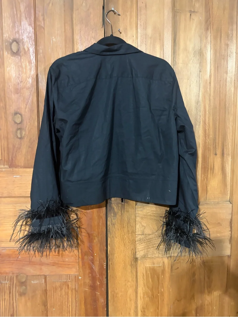 J.Crew Collection – Feather Cuff Button-Up Shirt – Black Cotton Poplin – Sz. 10